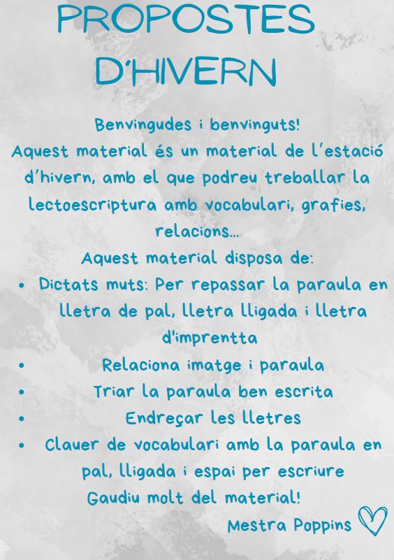 PROPOSTES DE LECTOESCRIPTURA D'HIVERN