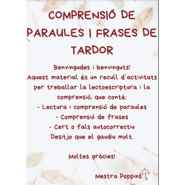 VOCABULARI DE TARDOR