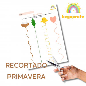 Fichas recortado de primavera, motricidad fina