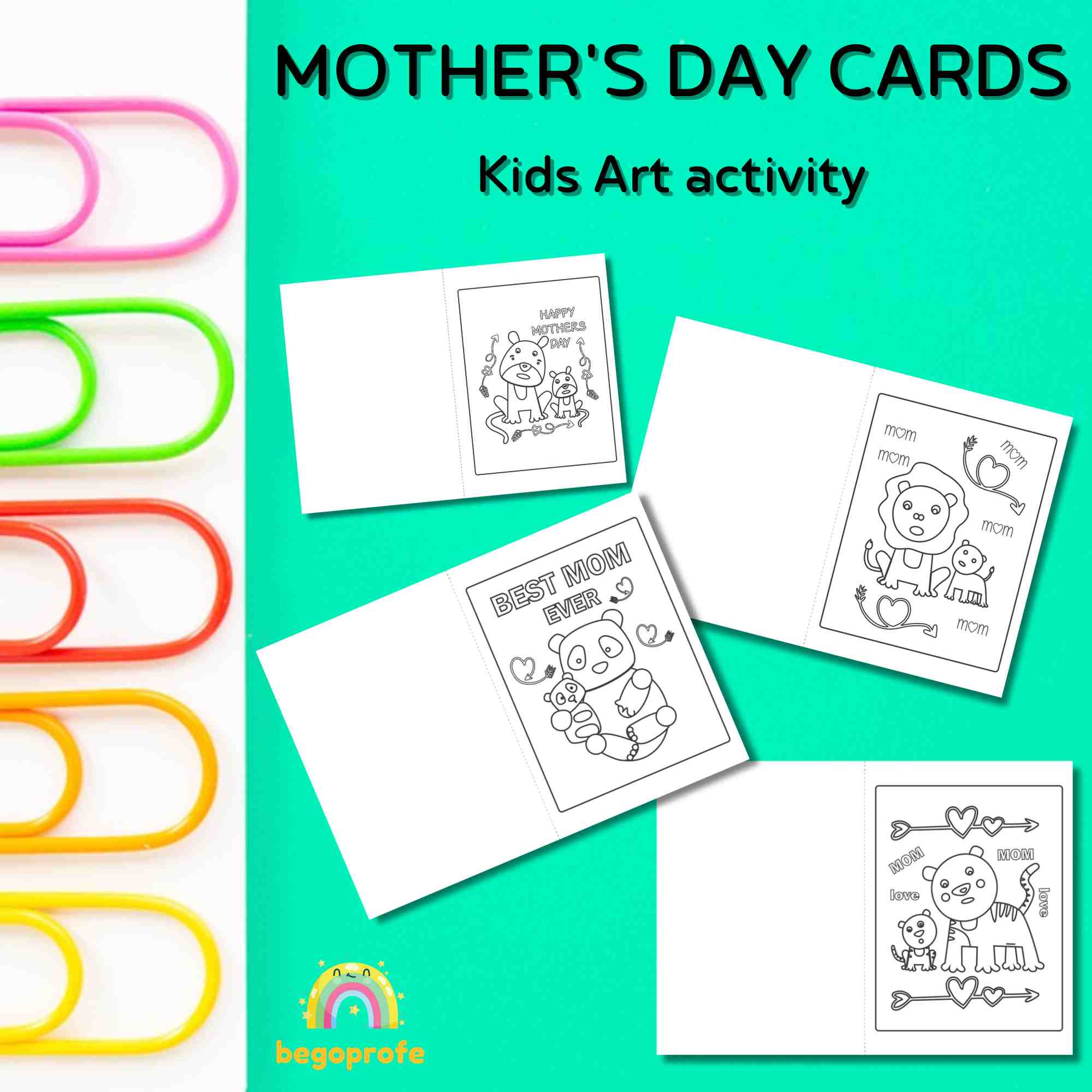Mother's day foldable coloring cards, gift ideas for Mother's day