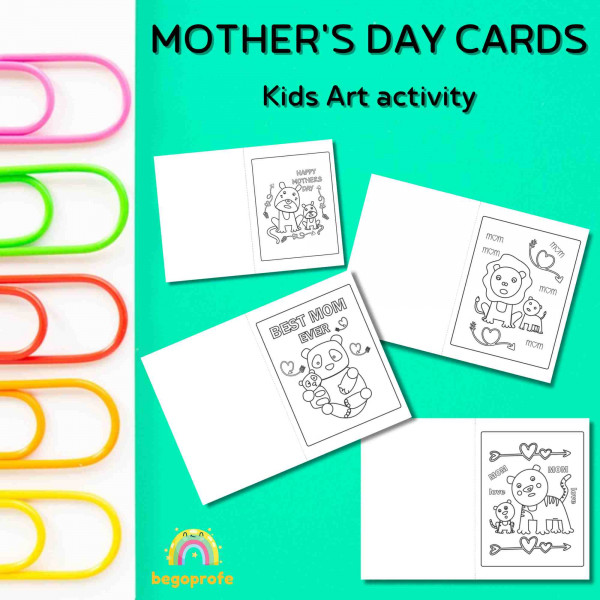 Mother's day foldable coloring cards, gift ideas for Mother's day