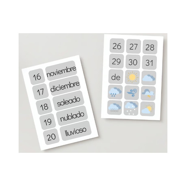 Calendario de aula + tiempo meteorológico