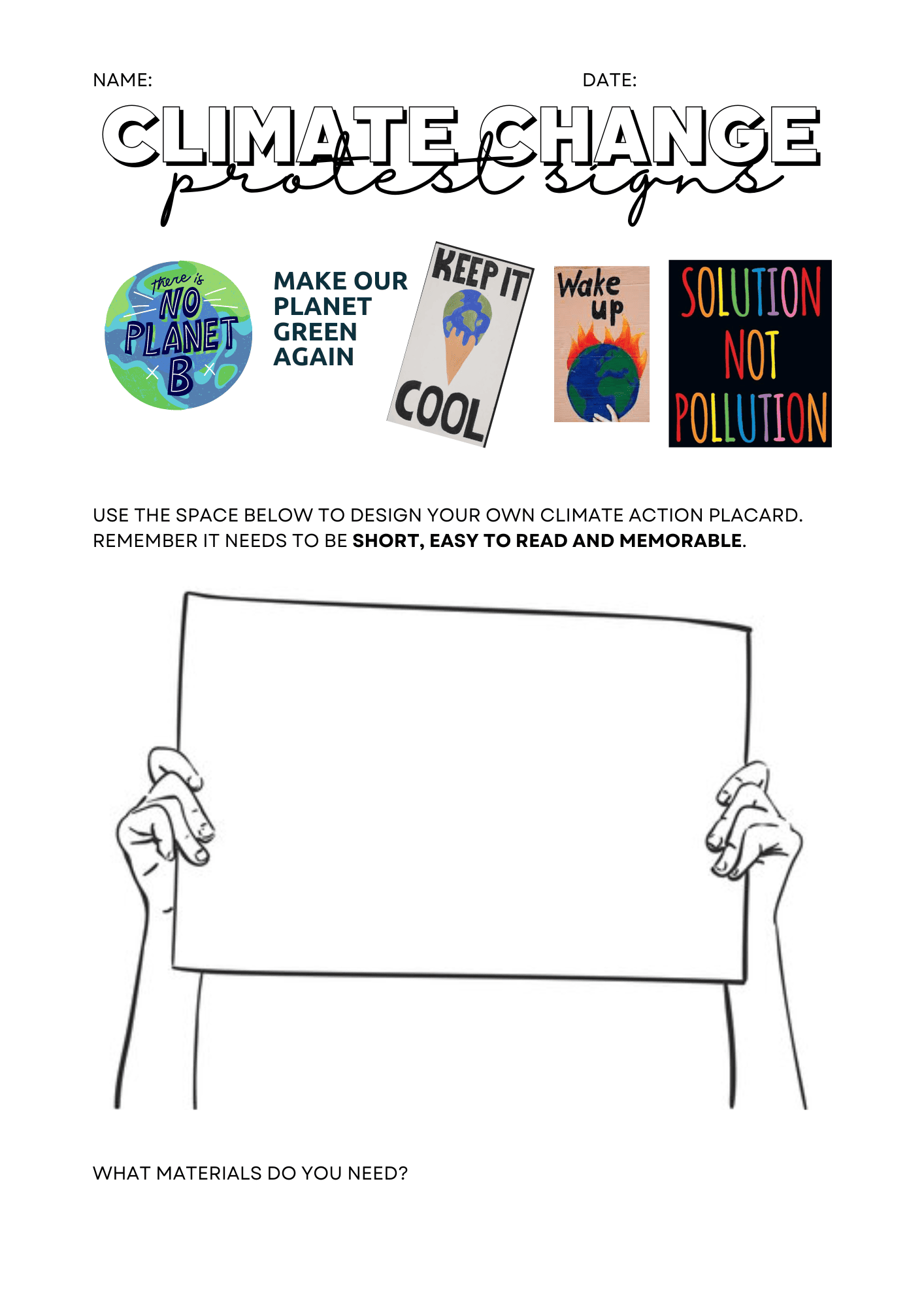 Cartel protesta - Climate change