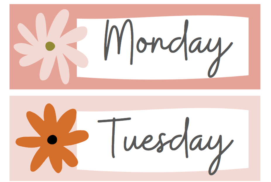 ETIQUETAS DÍAS DE LA SEMANA (INGLÉS)