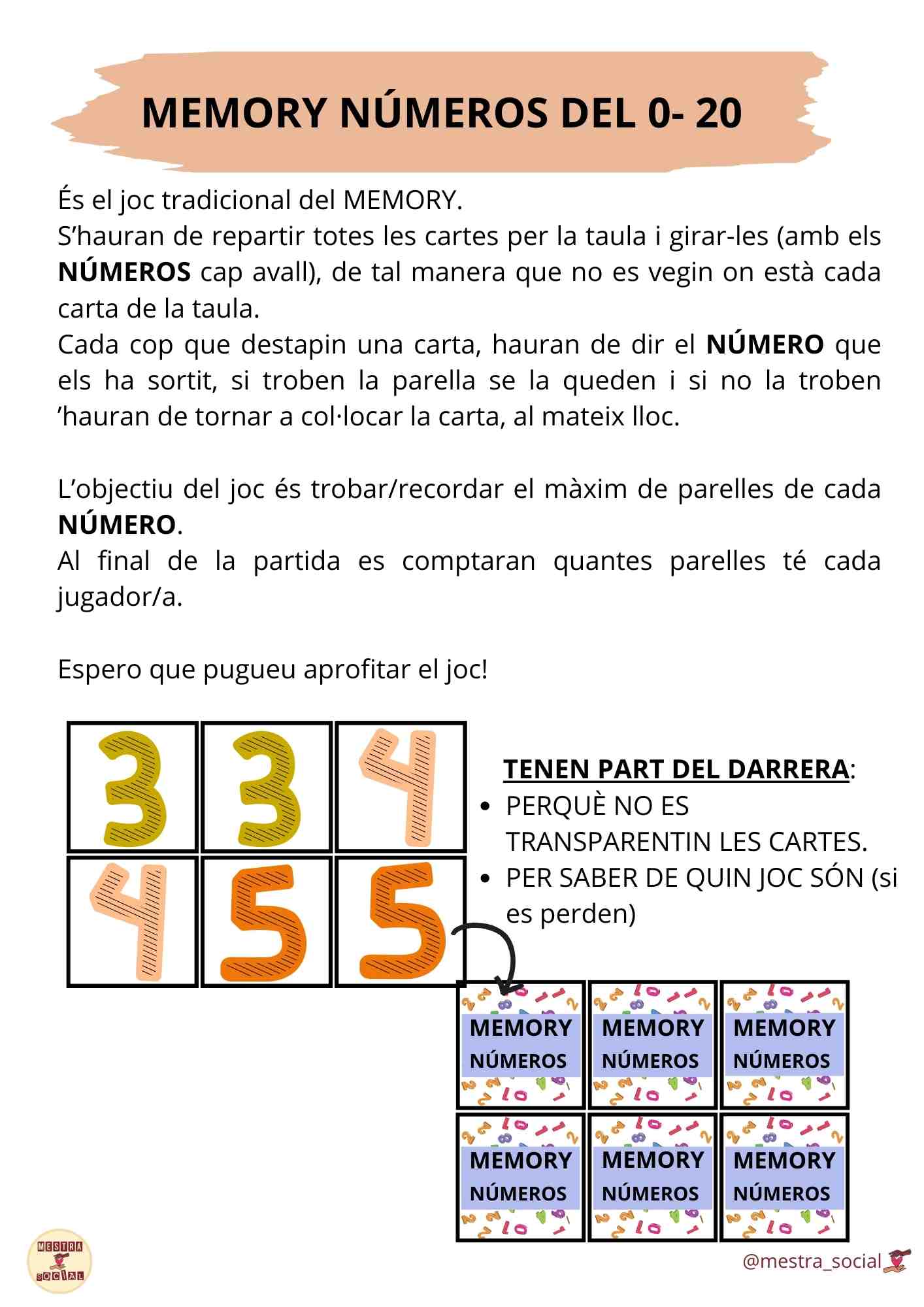 MEMORY NÚMEROS DEL 0 AL 20