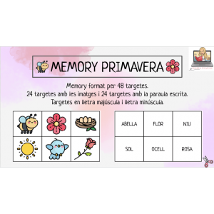 Memory primavera. 48 Targetes. Lletra majúscula i minúscula.