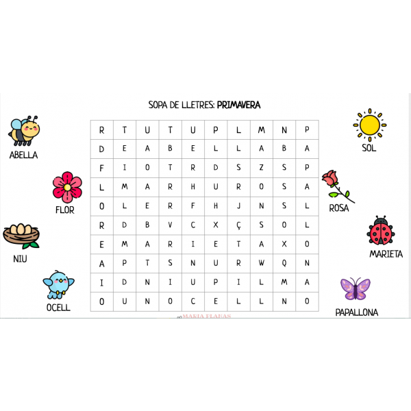 Sopa de lletres: PRIMAVERA.