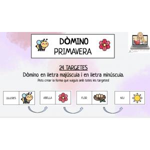 DÒMINO PRIMAVERA. 24 targetes. Lletra majúscula i minúscula.