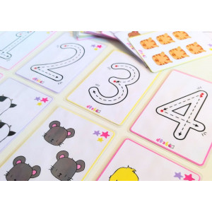Flashcards amb traç número i quantitat