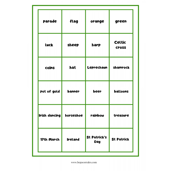 St Patrick's Day Bingo