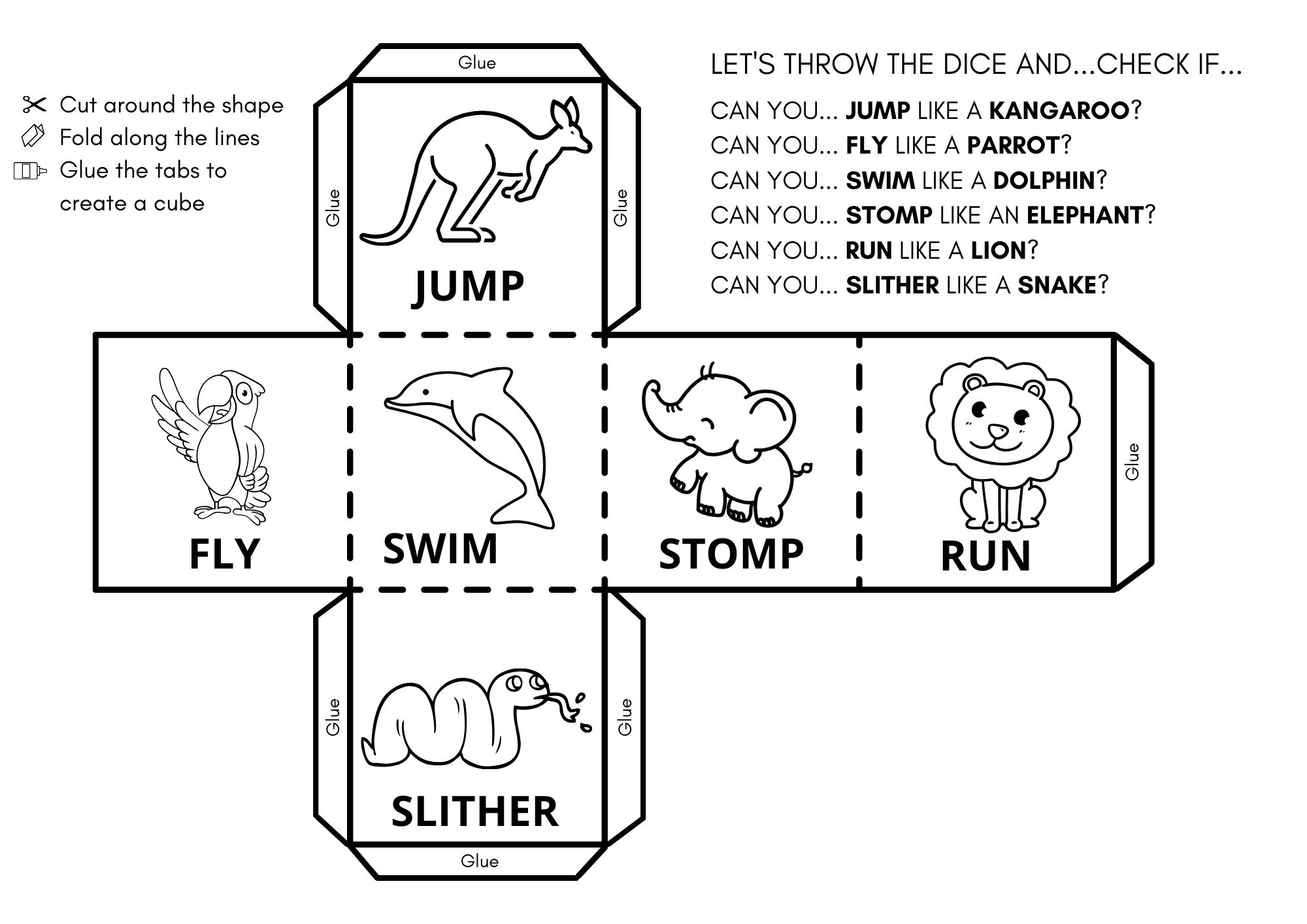 Zoo animals movement cube