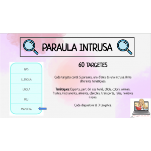 PARAULA INTRUSA. JOC LECTURA DE PARAULES. 60 targetes.