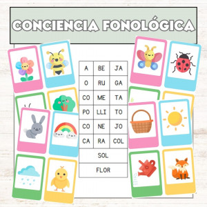 Tarjetas de lectoescritura, temática de primavera. ¡Fomenta la conciencia fonológica, separando sílabas!