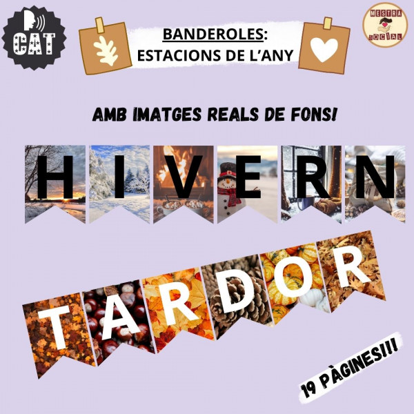 BANDEROLES ESTACIONS DE L'ANY: TARDOR, HIVERN, PRIMAVERA I ESTIU (CATALÀ)