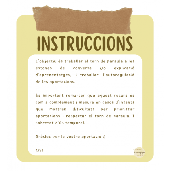 TICKET PER AUTOREGULAR ELS TORNS DE PARAULA