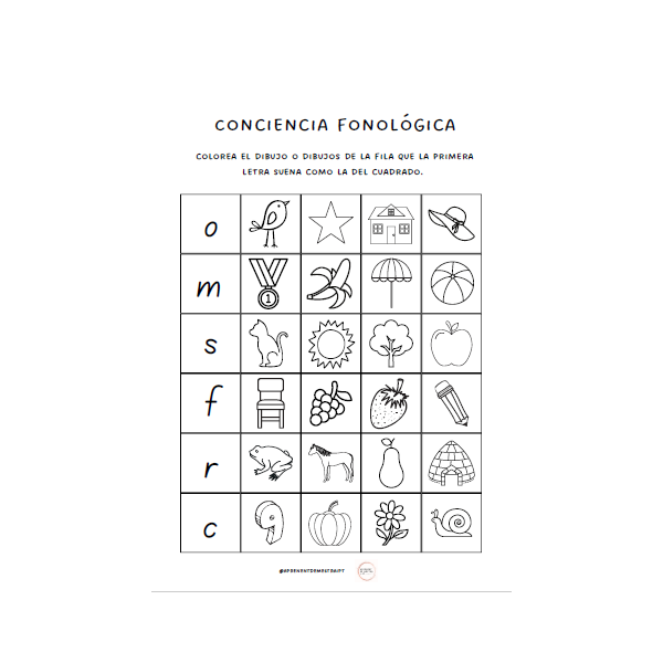 Fichas conciencia fonológica CI en CAST CAT