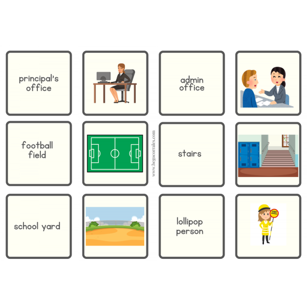Back to school rooms memory cards