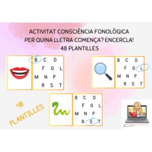 Activitat consciència fonològica. Per quina lletra comença? ENCERCLA! 48 PLANTILLES.
