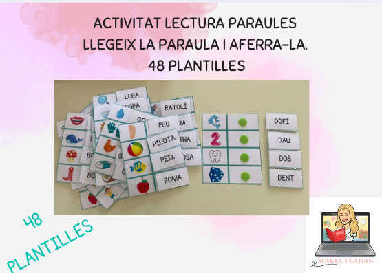 ACTIVITAT LECTURA DE PARAULES. COMPRENSIÓ LECTORA. AFERRA LA IMATGE CORRECTA. CATALA. LLETRA DE PAL.