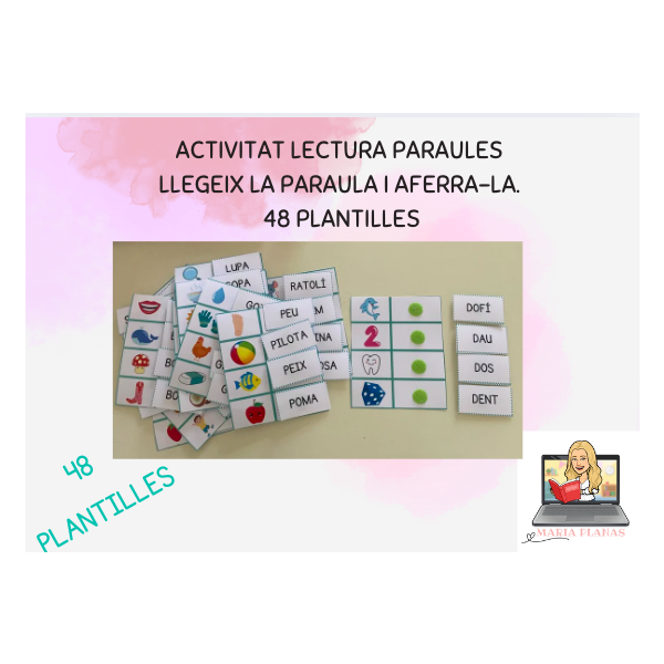 ACTIVITAT LECTURA DE PARAULES. COMPRENSIÓ LECTORA. AFERRA LA IMATGE CORRECTA. CATALA. LLETRA DE PAL.