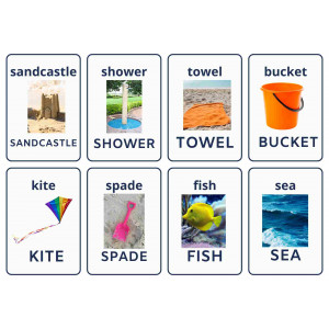 At the beach: writing words