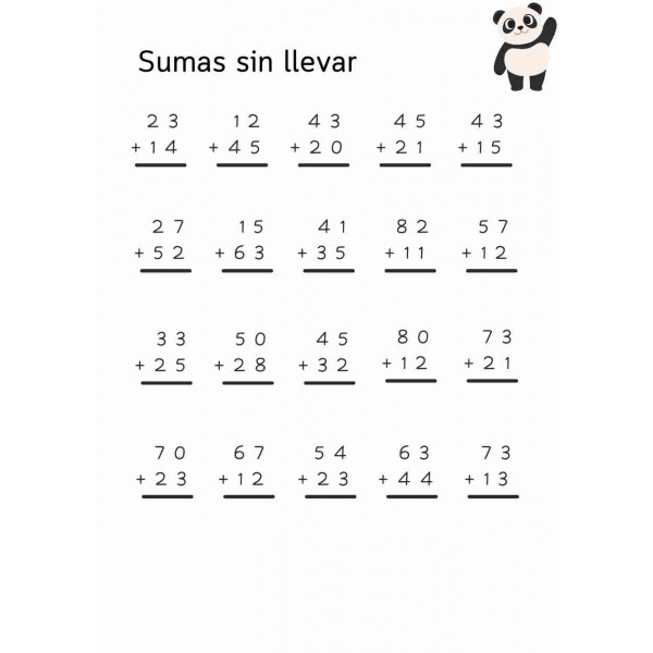 Dosier cálculo sumas y restas de dos cifras llevando y sin llevar