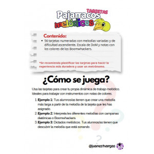 Pajarracos MELÓDICOS - 56 Tarjetas con notas de colores