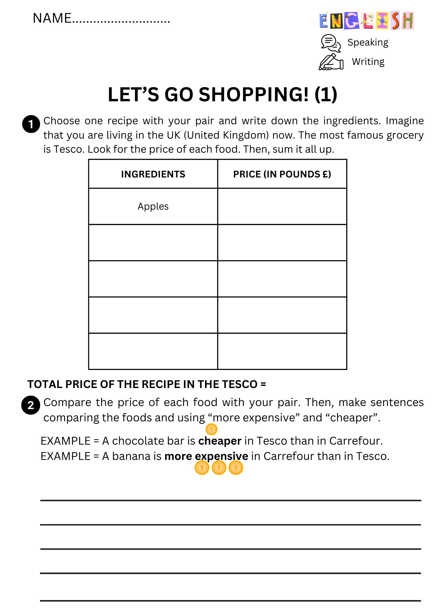 Let's go shopping! Comparatives