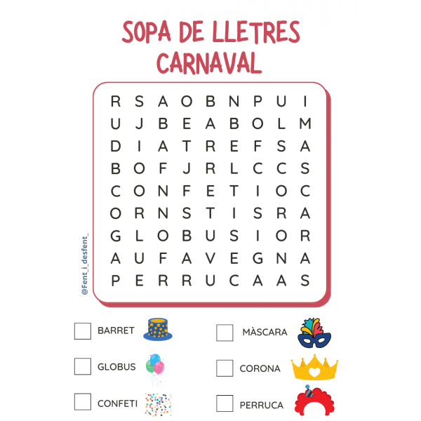 Sopes de lletres hivern i Carnaval