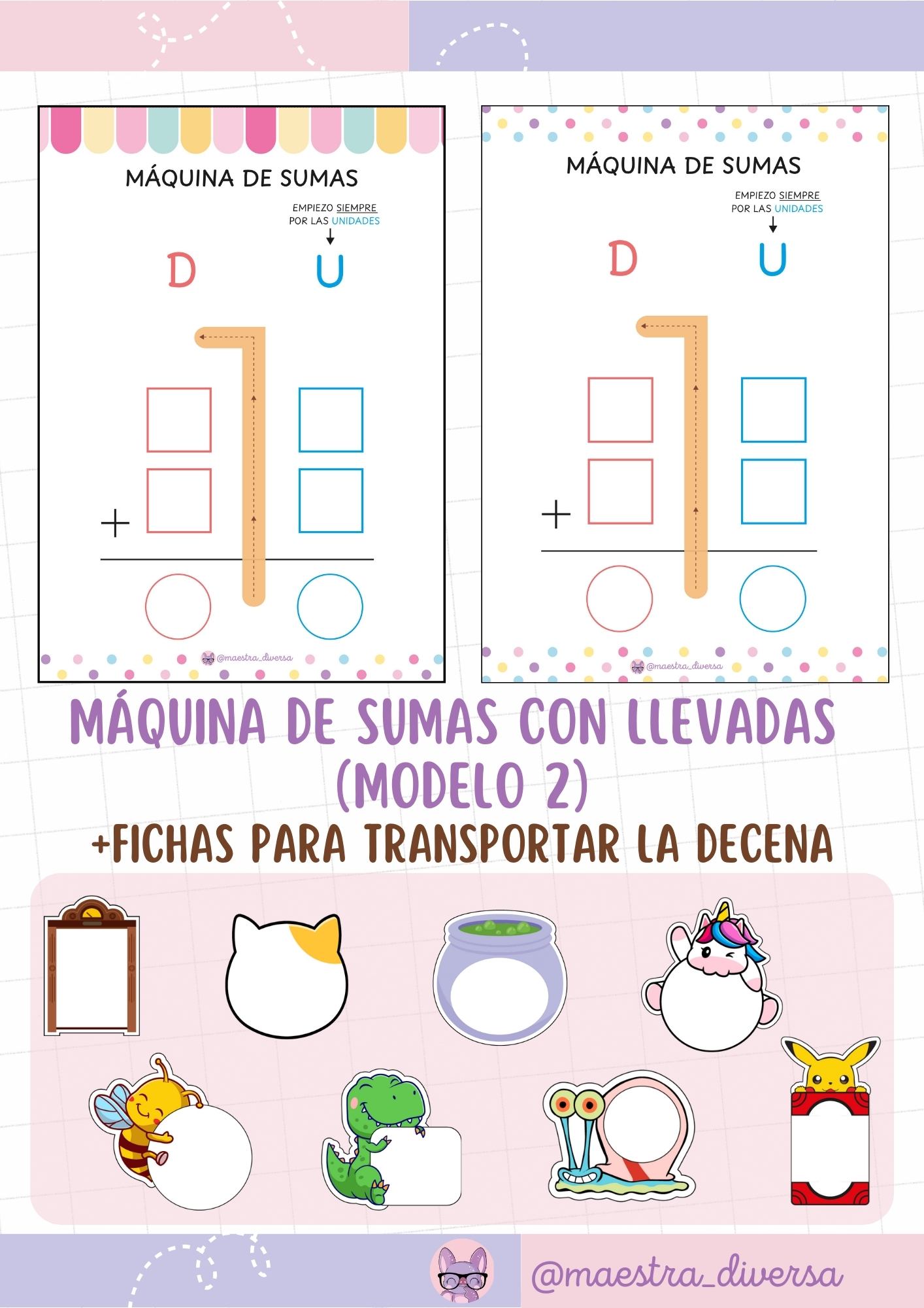 Máquina de sumas con llevadas (modelo colorido)
