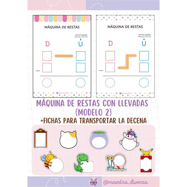 Máquina de restas con llevadas (modelo colorido)