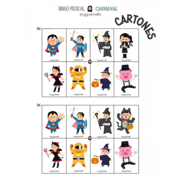 Bingo musical para Carnaval (ritmos) by @pizziprofe