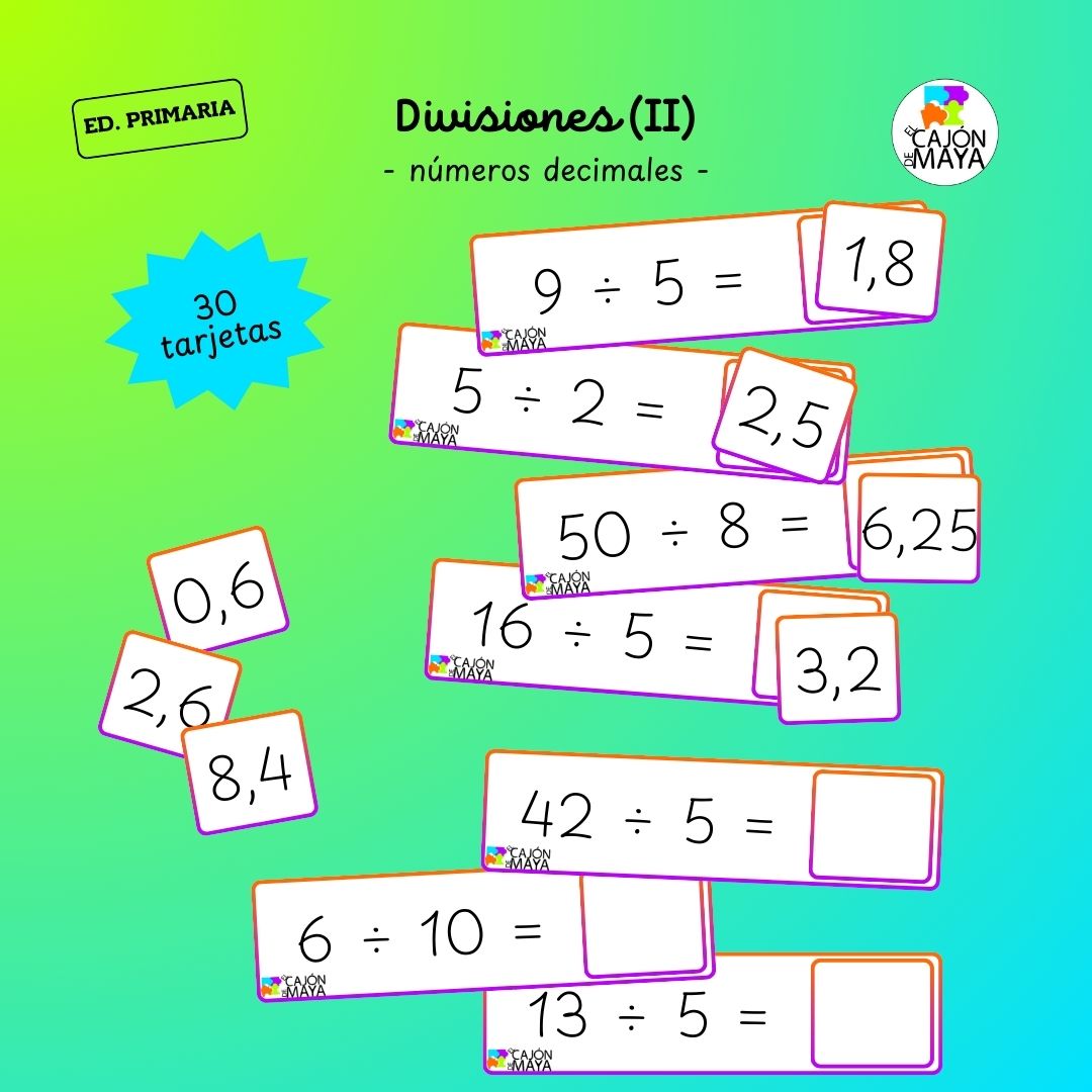Tarjetero de divisiones (2) - números decimales