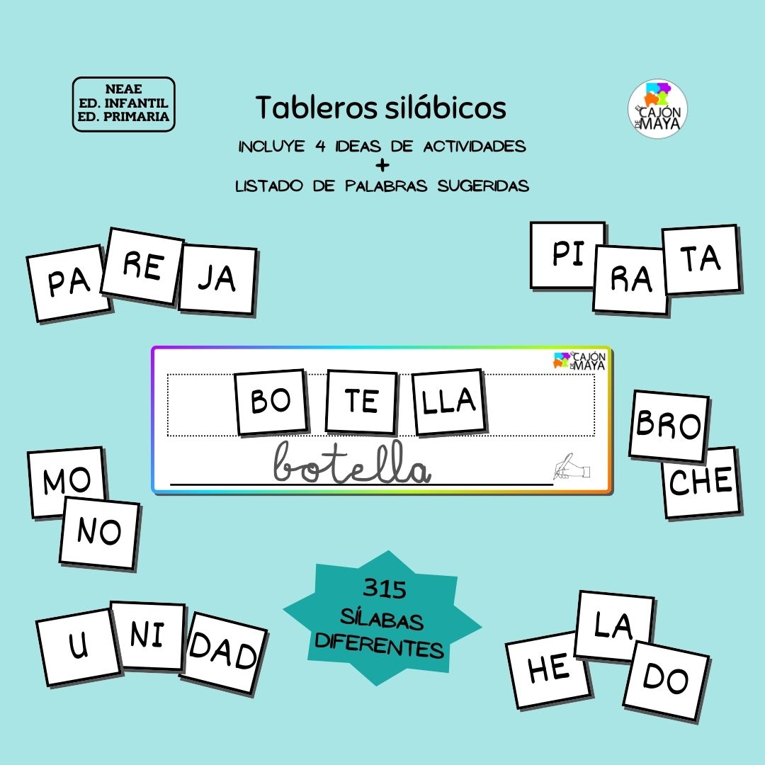 Tableros silábicos (con más de 300 sílabas, amplio listado de palabras e ideas de juego)