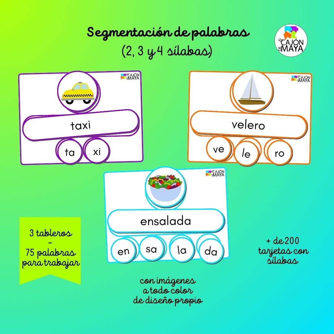 Juego de segmentación de palabras (2, 3 y 4 sílabas)