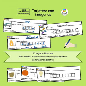 Tarjetero con imágenes (conciencia fonológica) + listado de palabras