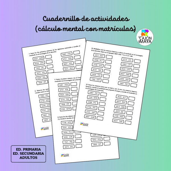 Cuadernillo de actividades de cálculo mental (con matrículas)