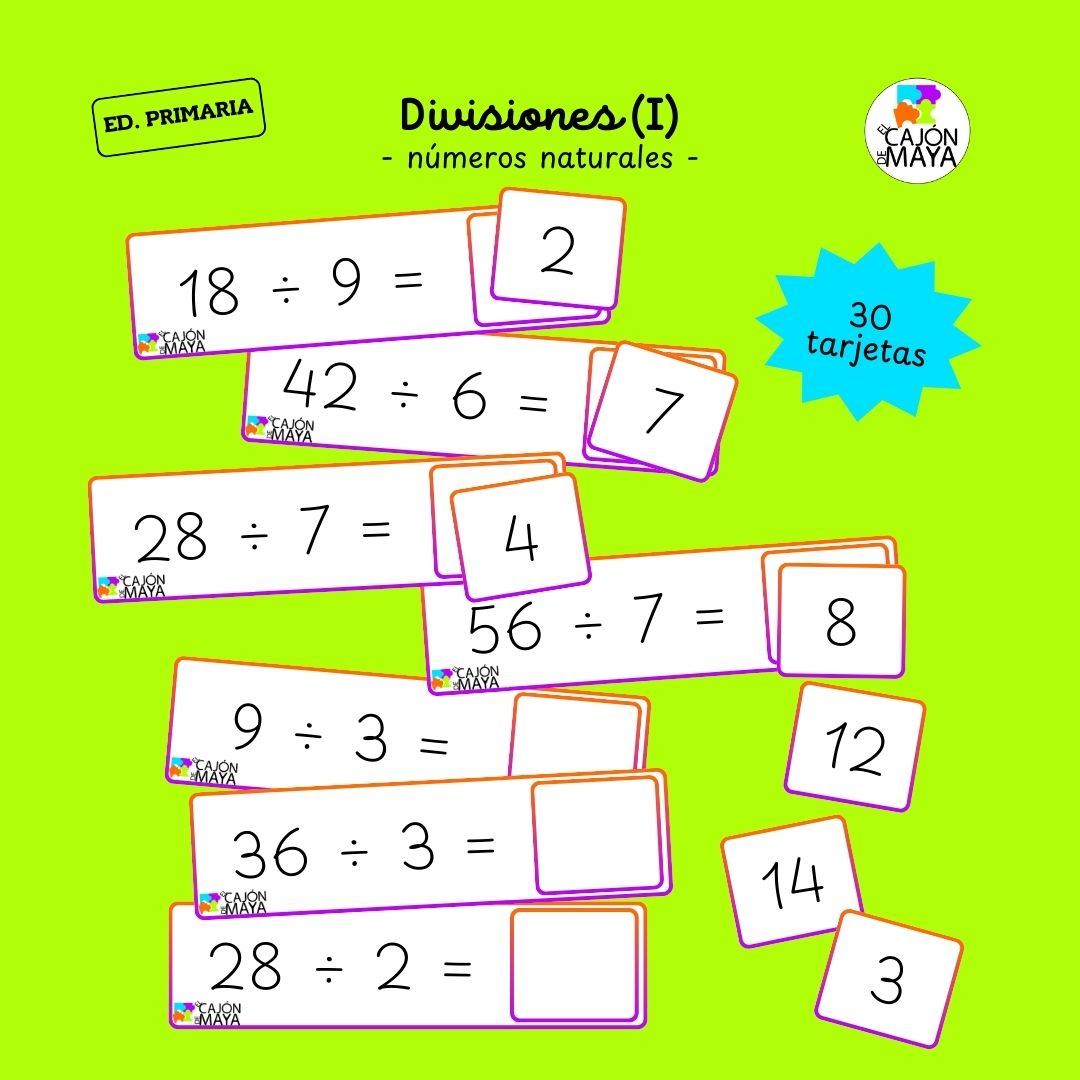 Tarjetero de divisiones (1) - números naturales