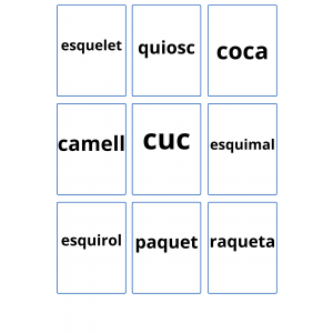 Targetes per treballar paraules amb g/j, c/qu, g/gu, ny, ll, r/rr, b/v.