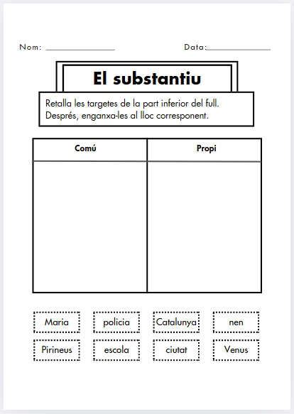El substantiu: activitats variades