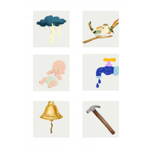 Imatges per treballar la discriminació auditiva de sons.