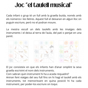 Taulell musical (orquestra simfònica i instruments de l'aula de música)