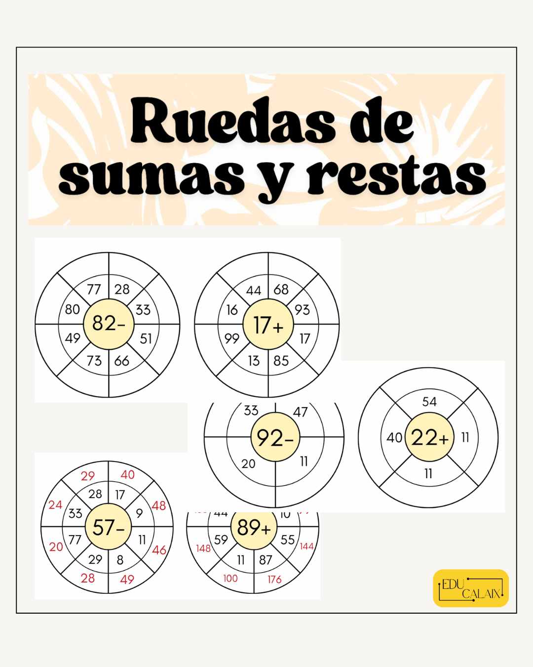 Ruedas de sumas y restas