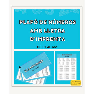 Plafó de números amb lletra d'impremta (l'1 al 100)
