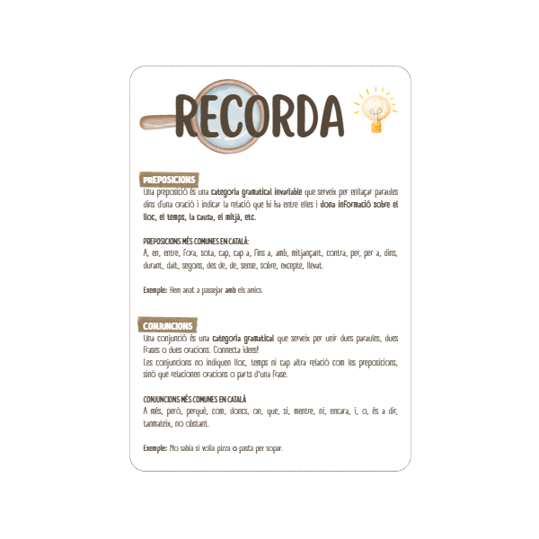 BASTIDA PREPOSICIONS I CONJUNCIONS