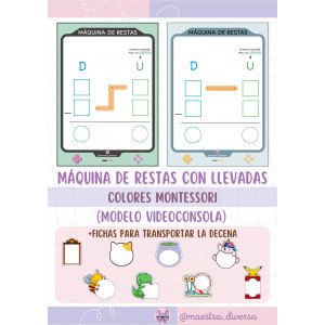 Máquina de restas con llevadas Montessori (modelo videoconsola)