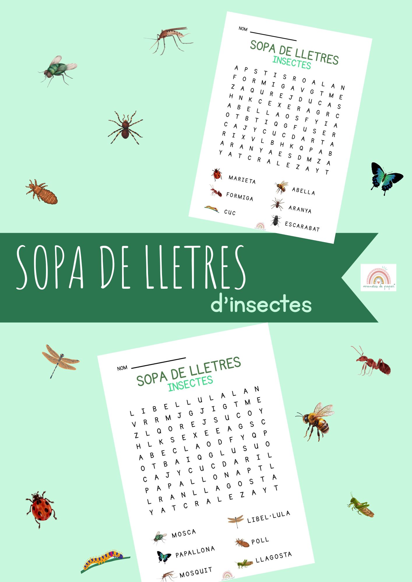 Sopa de lletres d'insectes
