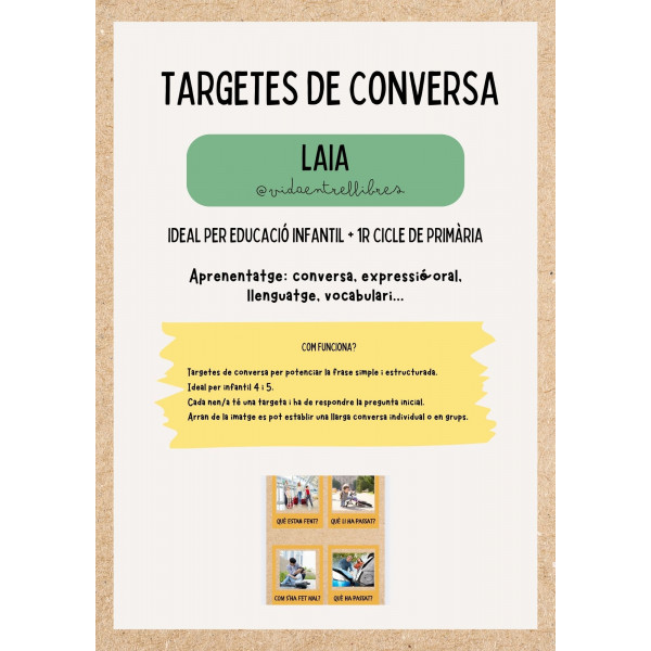 Targetes de Conversa per educació infantil