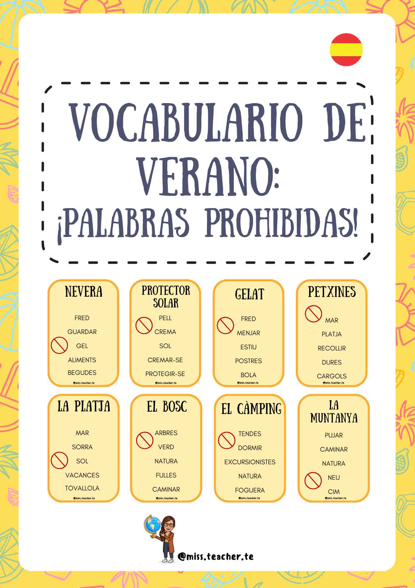 Vocabulario de verano: Paraules Tabú