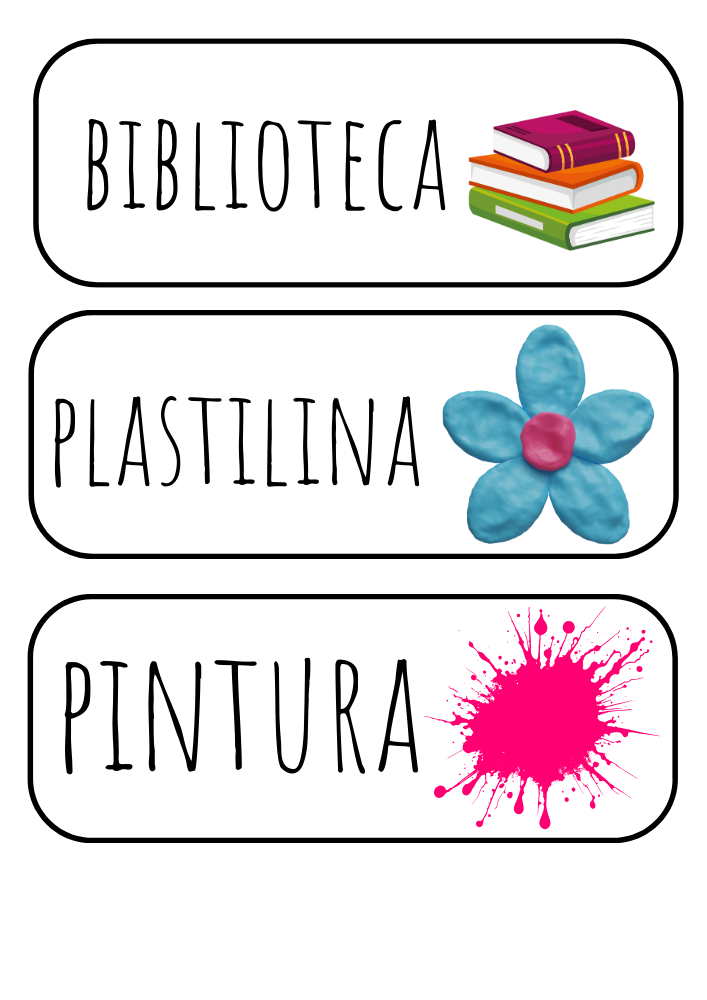 Carteles de material y planificación horaria de clase.